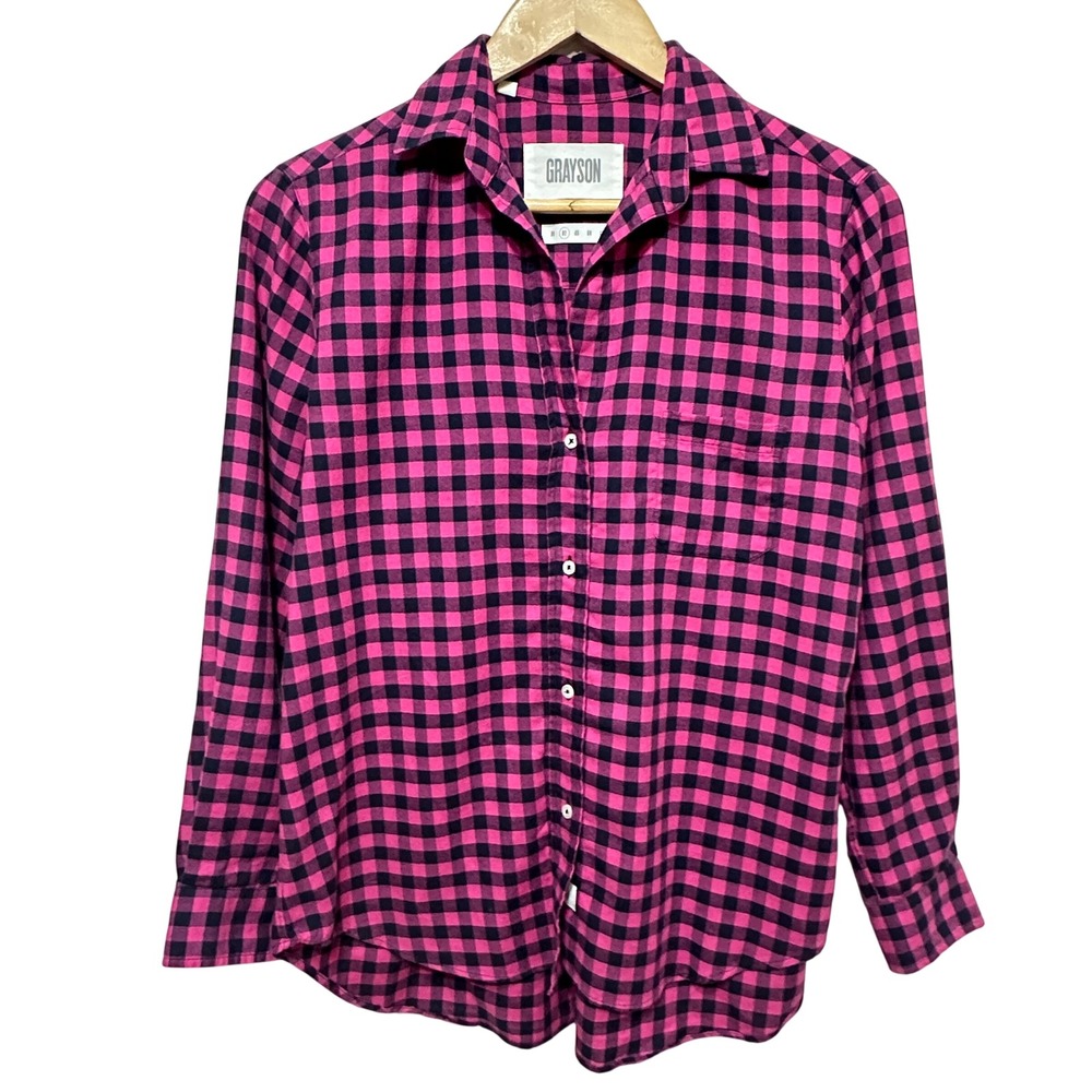 Grayson Frank & Eileen The Hero Flannel Button Up Shirt Womens Small Pink Preppy